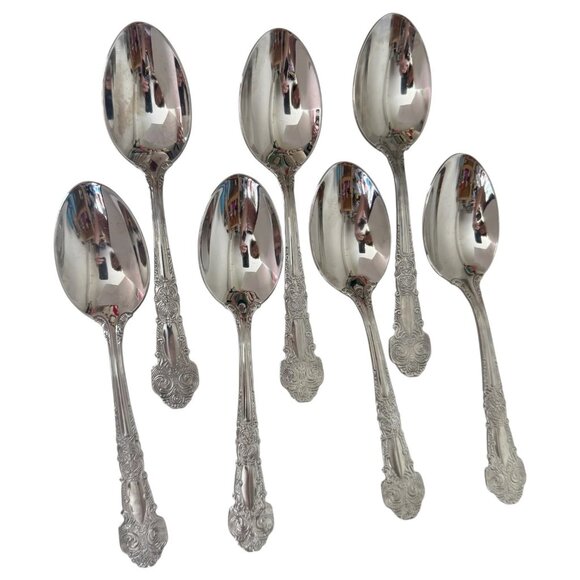 7 Piece Reed & Barton Renaissance Stainless 18/10 Glossy Tablespoons Table Spoon - Picture 1 of 6